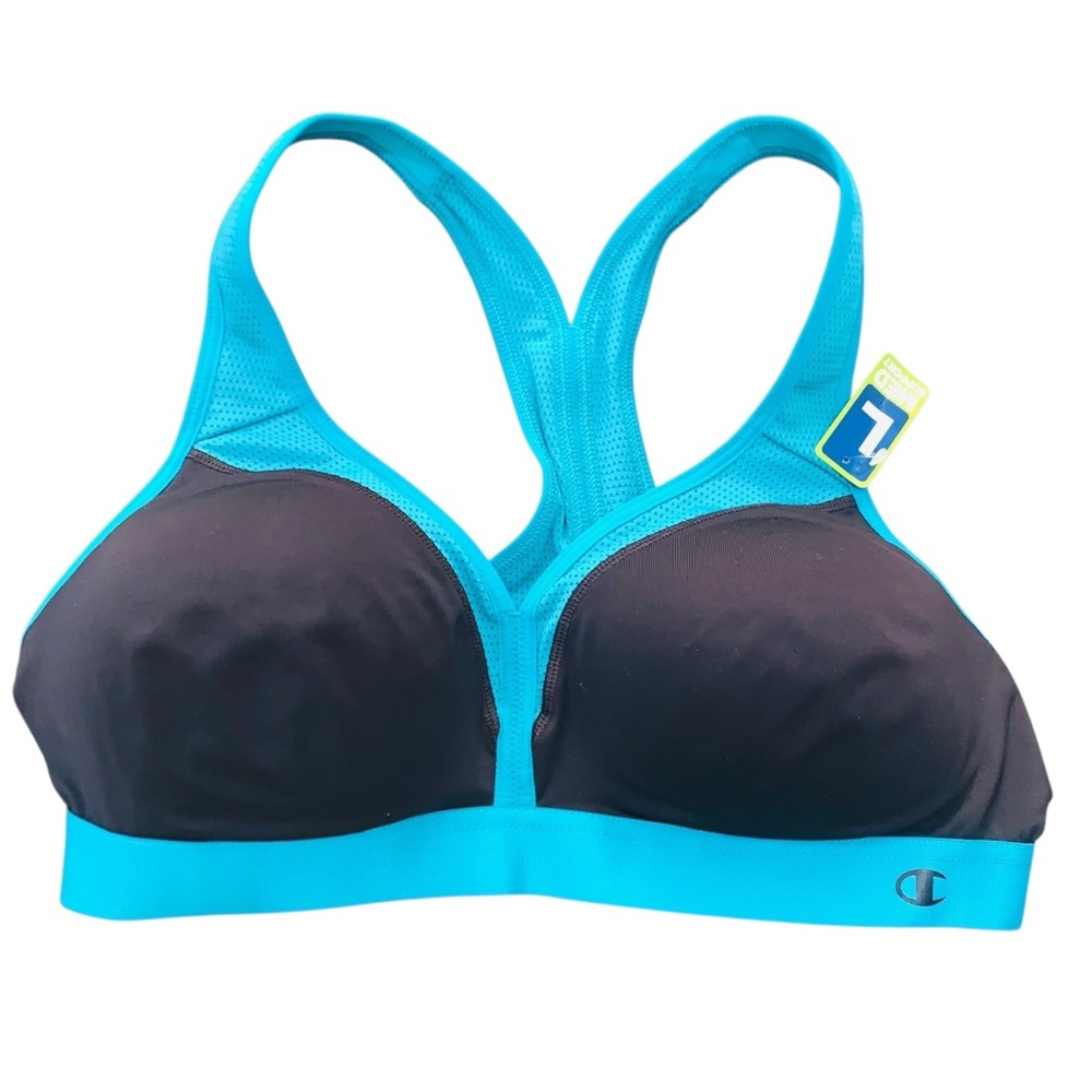 Champion Women's Black and Teal Sports Bra